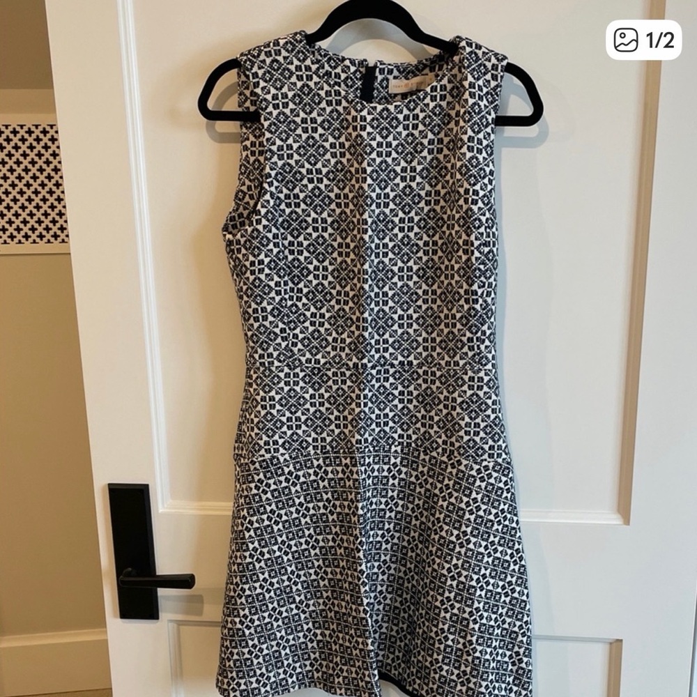 Tory Burch Elegant Navy and White Patterned Dress